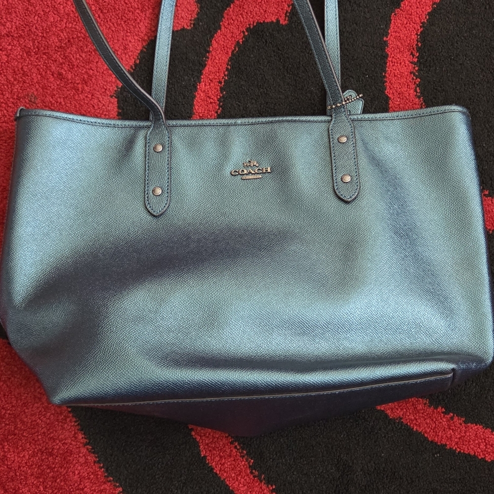 Coach Shimmering Teal Tote Bag